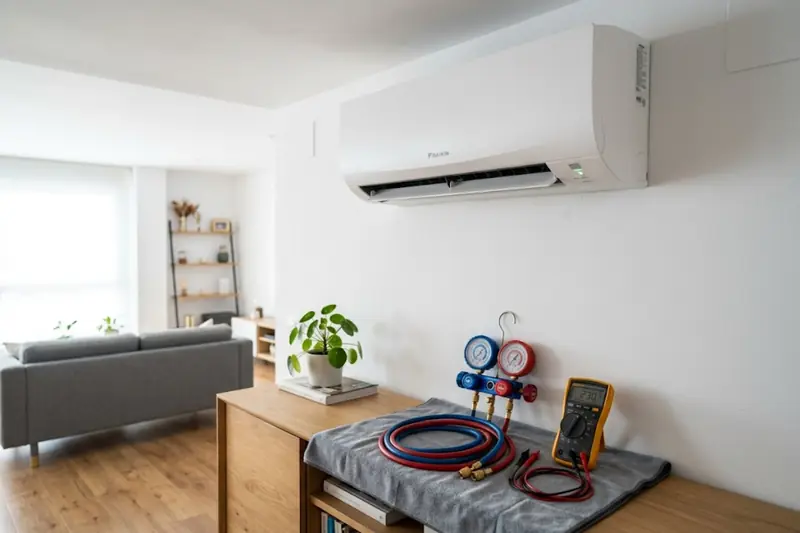 Técnico en una reparación de aire acondicionado Daikin en Castellón
